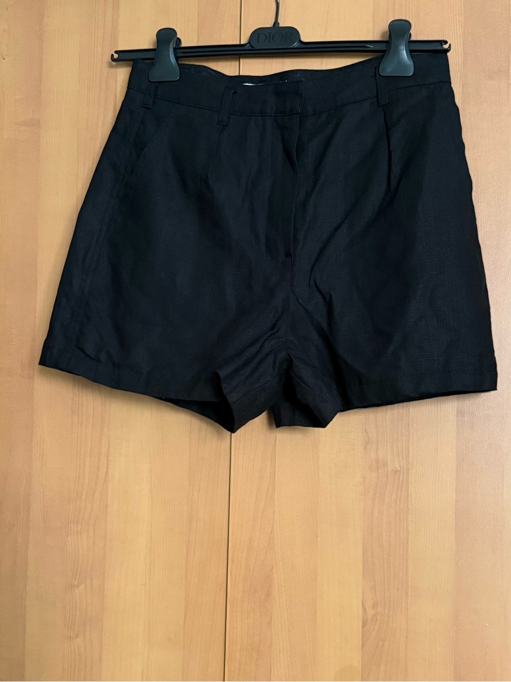 High-Rise Black Tailored Bermuda Shorts